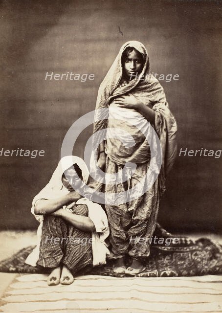 Two Indian Women, One Seated, 1860s. Creator: Unknown.