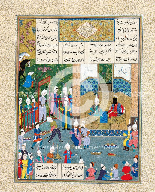 Kay Khusraw Welcomed by his Grandfather, Kay Kaus, King of Iran (Manuscript illumination from the ep Artist: Iranian master  