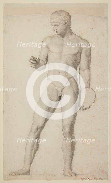 Study of a 'Discobolus' sculpture, 1845. Creator: Frederick Augustus Sandys.