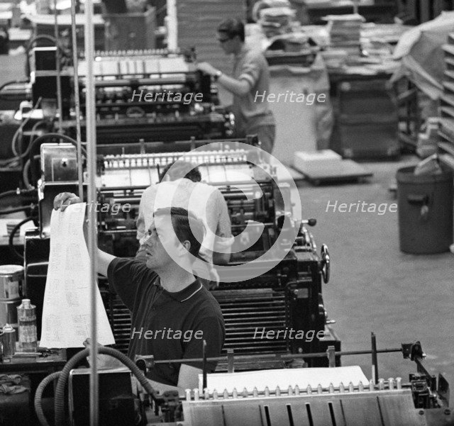 Checking print, the White Rose Press, Mexborough, South Yorkshire, 1968. Artist: Michael Walters