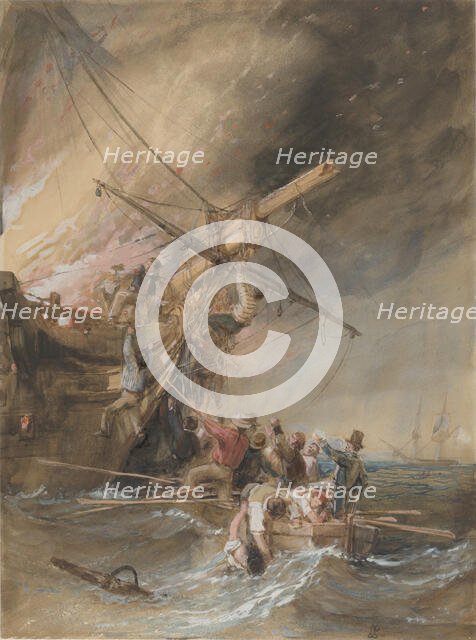 Fire at Sea, 1820-46. Creator: Clarkson Stanfield.