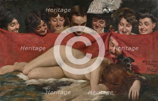 The peep show (Les voyeurs), 1912. Creator: Massani, Pompeo (1850-1920).