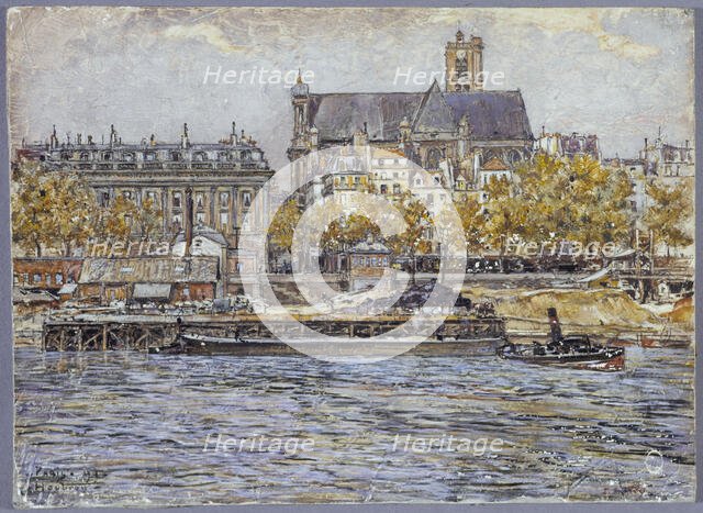 Quai de l'Hotel-de-Ville and Saint-Gervais-Saint-Protais church, 1899. Creator: Frederic Houbron.