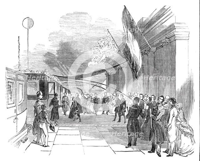The Royal Arrival at the Farnborough Railway Station, 1844. Creator: Stephen Sly.