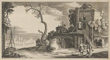 Square Tower Used as Inn near a River, ca. 1641. Creators: Jan van de Velde II, Claes Jansz Visscher.