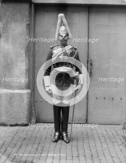 A Life Guardsman stands to attention, c1870-c1900. Artist: York & Son