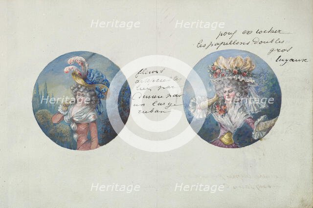 Two Costume Designs or Portrait Types, ca. 1785-90. Creator: Anon.