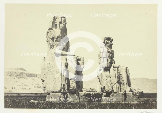 The Statues of Memnon, Plain of Thebes, 1857. Creator: Francis Frith.