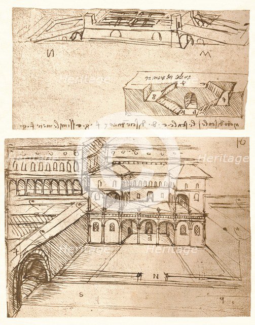 Two drawings of plans for towns, c1472-c1519 (1883). Artist: Leonardo da Vinci.