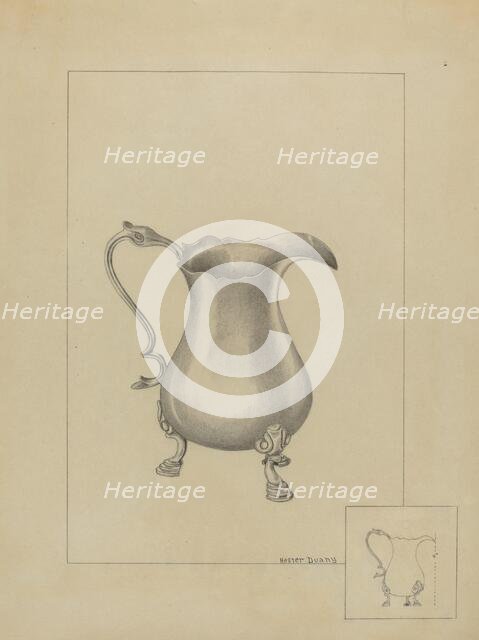 Silver Creamer, c. 1936. Creator: Hester Duany.