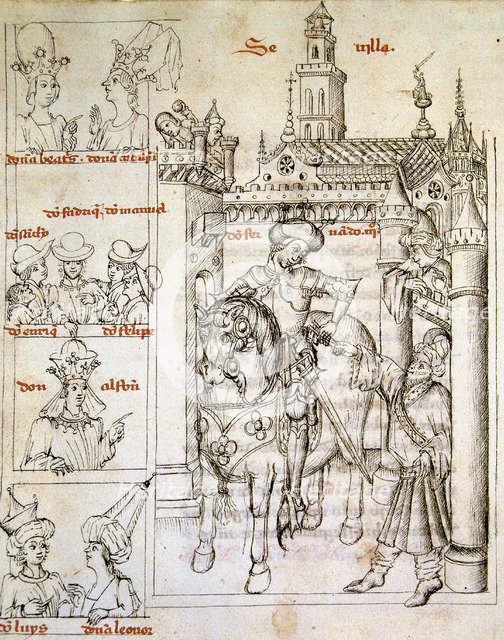 Taking Seville by Ferdinand III 'The Saint', illustration in the manuscript 'Geology of the Kings…