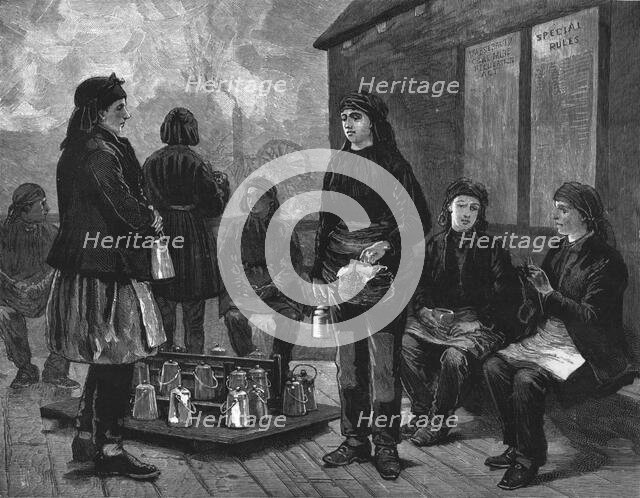 'The employment of women at pit mouths - breakfast time', 1886. Creator: Unknown.