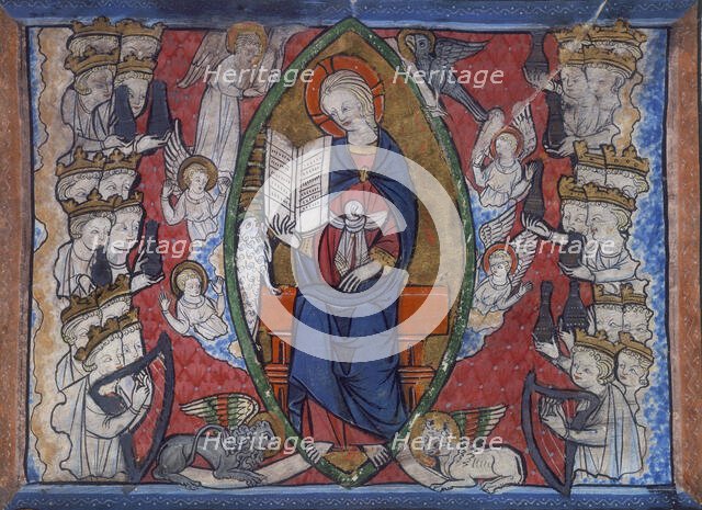 A seated woman surrounded by angels, 14th century. Creator: Unknown.