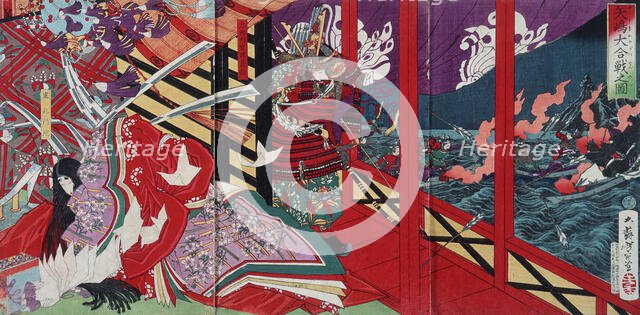 The Great Battle at Yashima, 1883. Creator: Tsukioka Yoshitoshi.