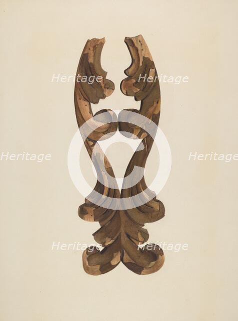 Wood Carving - Scroll, c. 1939. Creator: Lionel Ritchey.