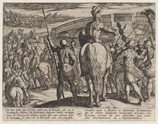 Plate 24: The Advance Guard of the New Roman Troops Turned Back, from The War of the Roman..., 1611. Creator: Antonio Tempesta.