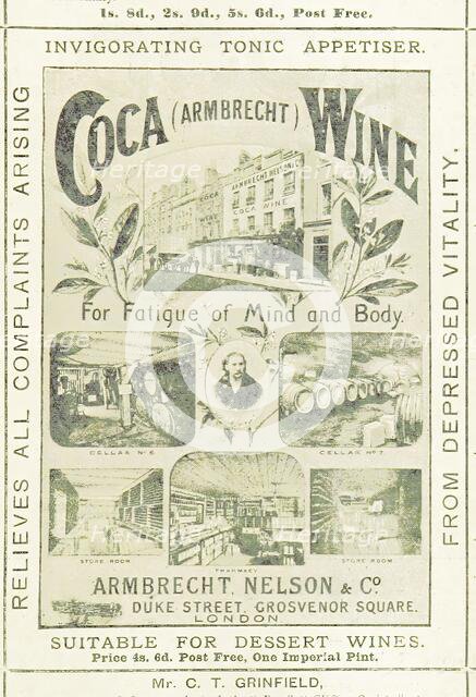 Coca (Armbrecht) Wine for Fatigue of Mind and Body, 1893.  Creator: Unknown.