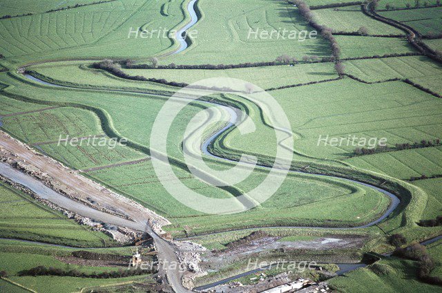 Flood defences alongside the Congresbury Yeo River, Phipps Bridge, North Somerset, 1970 Artist: Jim Hancock.