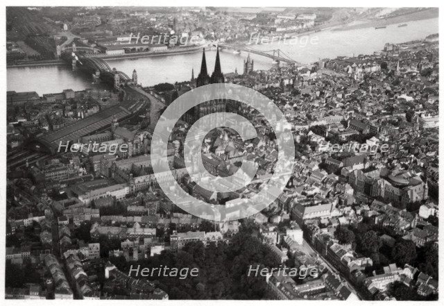 Aerial view of Cologne, North Rhine-Westphalia, Germany, from a Zeppelin, c1931 (1933). Artist: Unknown