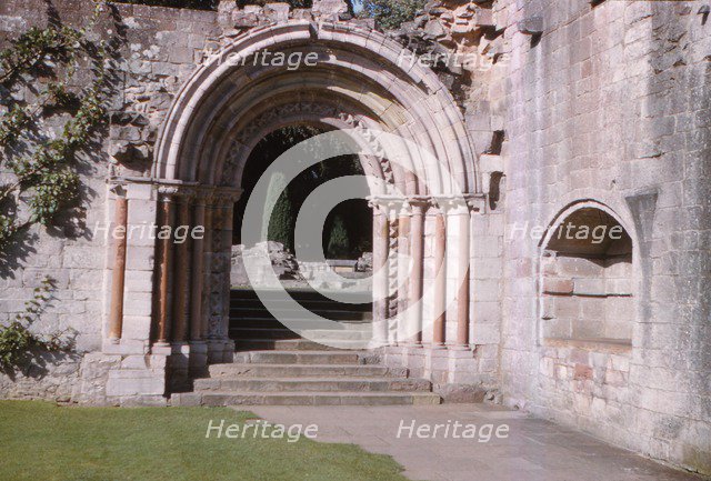 Norman Arch leading to cloisters, Dryburgh Abbey, Berwick-shire, Scotland, 20th century.  Artist: CM Dixon.
