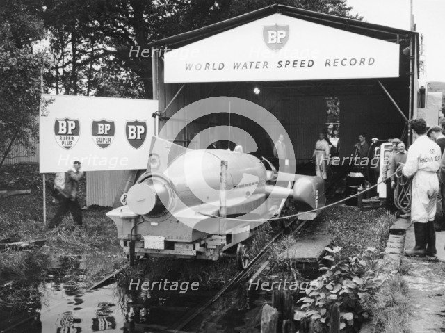 Bluebird K7 at Coniston Water, Cumbria, 1958. Artist: Unknown