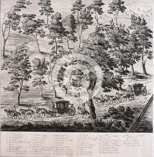 Panoramic view of London, 1720. Artist: Johannes Kip