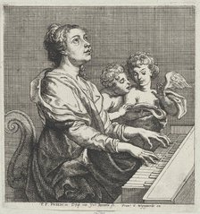 Saint Cecilia playing the organ with two putti at right, ca. 1631. Creator: Willem Panneels.