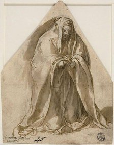 Kneeling Woman (recto and verso), n.d. Creator: Sante Peranda.