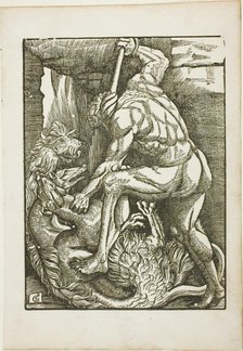 The Labors of Hercules: Bringing Cerberus from the Lower World, c. 1528. Creator: Gabriel Salmon.