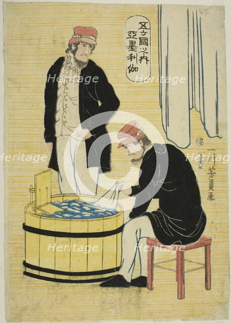 Among the Five Nations: Americans (Gokakoku no uchi, Amerikajin), 1861. Creator: Yoshikazu.