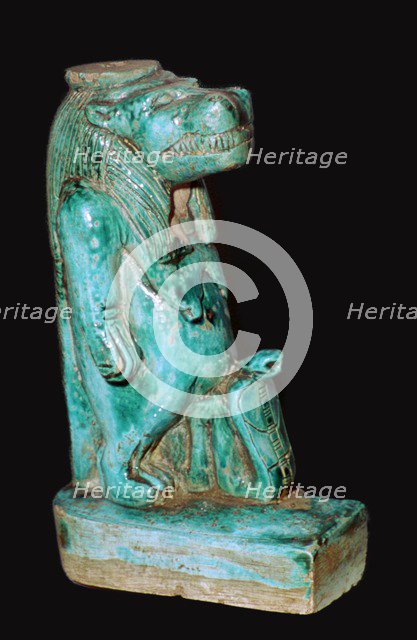 Egyptian faience statuette of the Egyptian goddess Tauret. Artist: Unknown