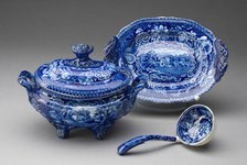 Tureen with Stand and Ladle, Staffordshire, Mid 19th century. Creator: Staffordshire Potteries.