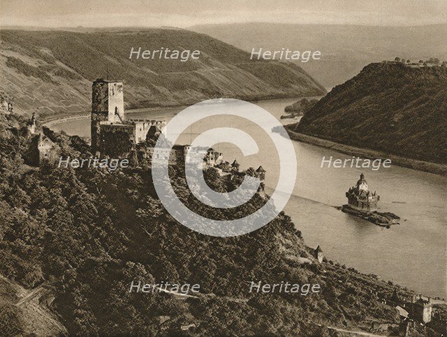 'Kaub - Gutenfels, Pfalz Castle in the Rhine', 1931. Artist: Kurt Hielscher.