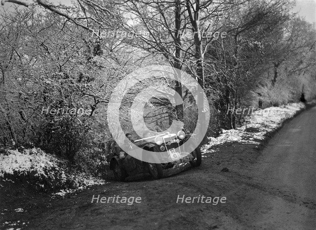 1935 MG PB of the Cream Cracker Team taking part in a motoring trial, late 1930s. Artist: Bill Brunell.