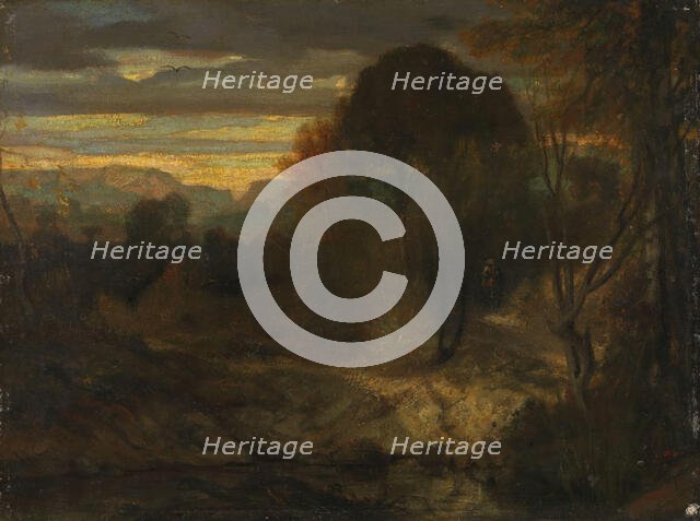 Evening landscape, 1854. Creator: Alexandre Gabriel Descamps.