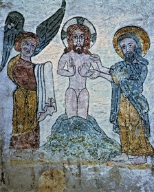  'Baptism of Christ', fresco in the treasury room of the cathedral of San Vicente Martyr in Roda …
