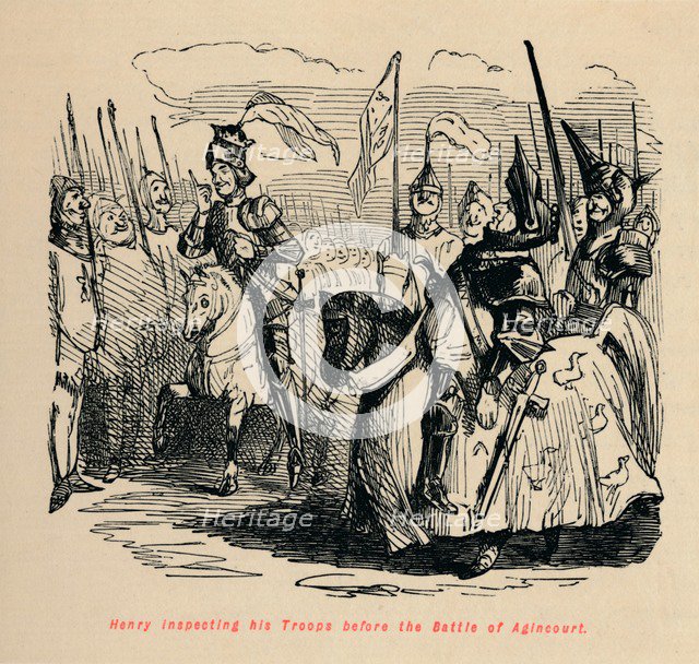 'Henry inspecting his Troops before the Battle of Agincourt', c1860, (c1860). Artist: John Leech.