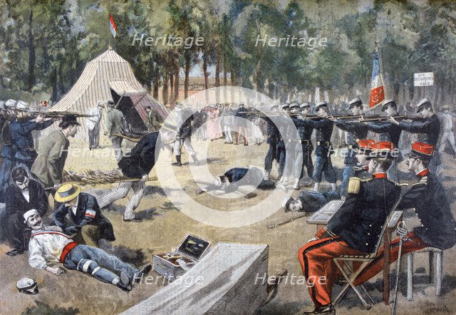 French military manoeuvres: first-aid workers, 1897. Artist: Unknown