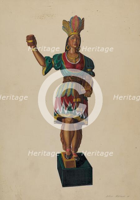 Cigar Store Indian, c. 1937. Creator: Arthur Matthews.