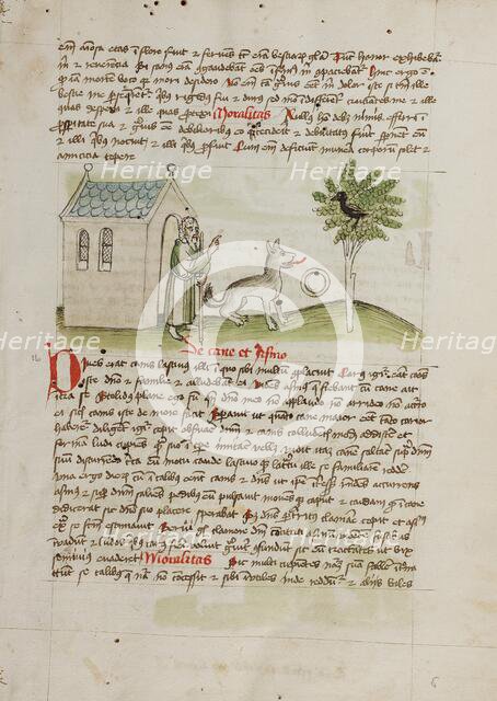 An Old Man Speaking to a Fox and a Magpie Sitting in a Tree; Fables, third quarter of 15th century. Creator: Unknown.