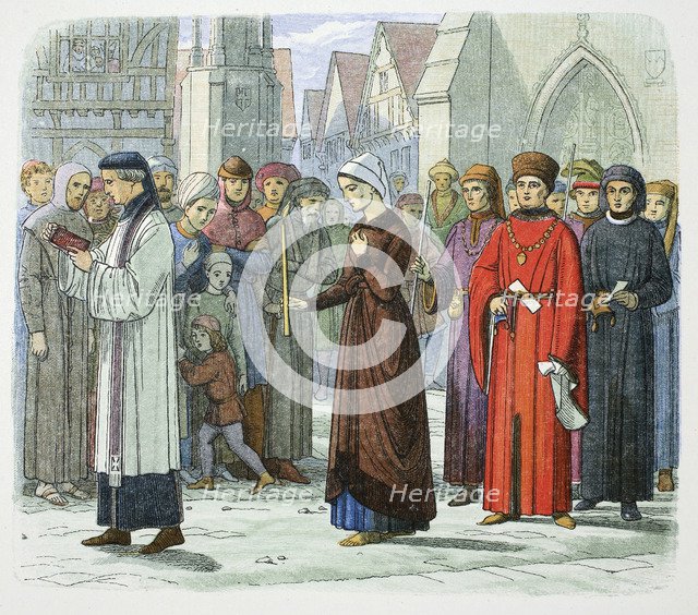 The Duchess of Gloucester does penance, 1441 (1864). Artist: James William Edmund Doyle