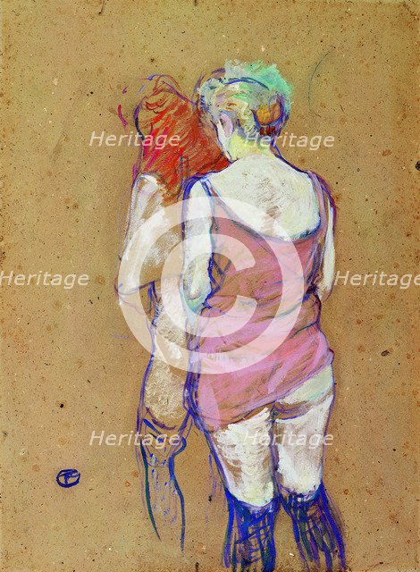 Two Half-Naked Women Seen from behind.