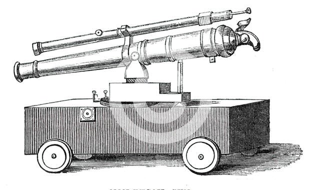 Novel experiments in warfare - non-recoil gun, 1844. Creator: Unknown.