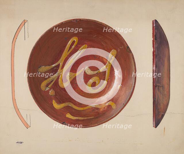 Pie Plate, c. 1937. Creator: Elmer Weise.