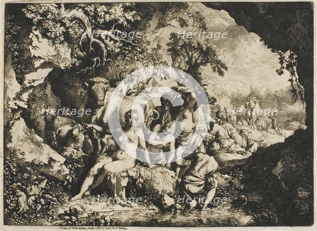 Nymphs Bathing Near a Cave, 1741. Creator: Christian Wilhelm Ernst Dietrich.