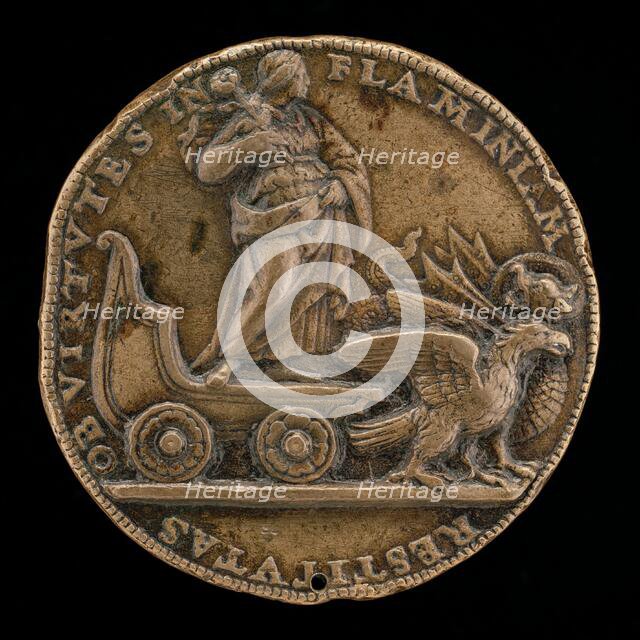 Figure in a Car Drawn by a Dragon and an Eagle [reverse], c. 1519. Creator: Unknown.