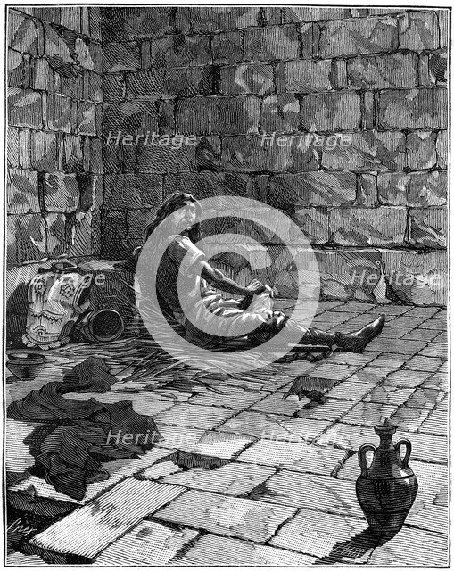 Vercingetorix imprisoned in the Tullianum in Rome, c52-46 BC (1882-1884). Artist: Unknown