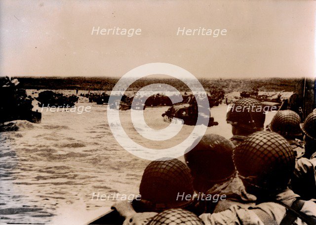 American troops disembark, Normandy, 1944. Artist: Unknown