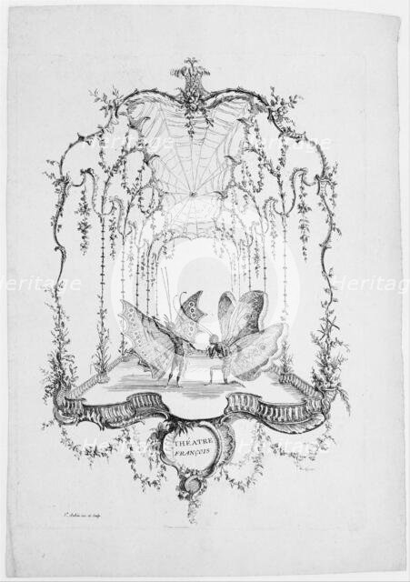 French Theatre (Théatre Français), from Essai de Papilloneries Humaines par Saint A..., ca. 1756-60. Creator: Charles-Germain de Saint-Aubin.