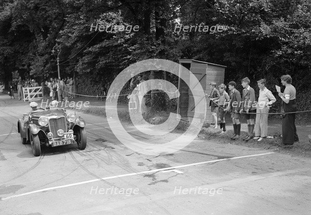 Frank Barnes' Autosports team Singer B37, winner of a silver award, MCC Torquay Rally, July 1937. Artist: Bill Brunell.